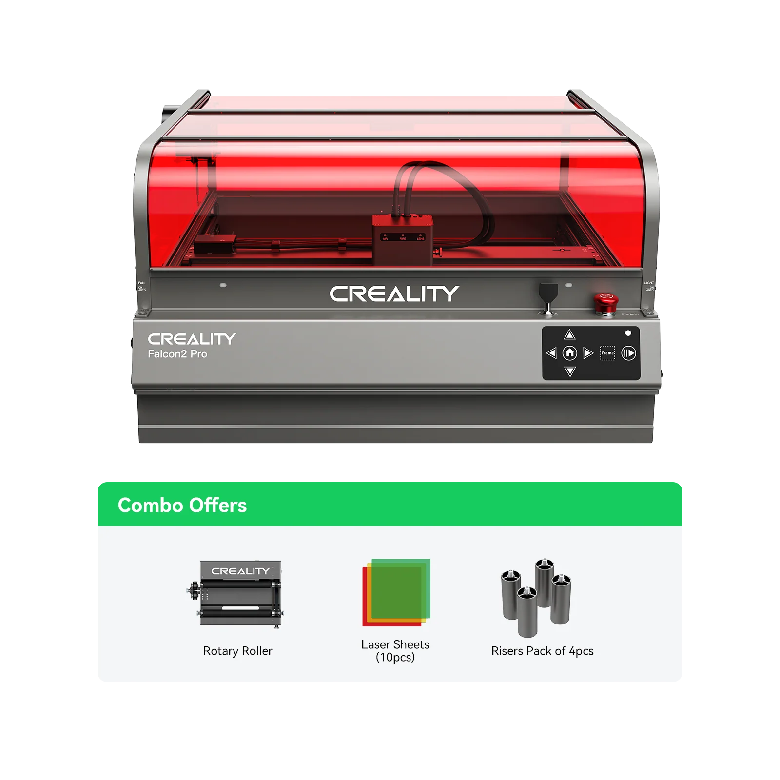 Falcon2 Pro 40W + Basswood Plywood Sheets+Risers 4pcs+Rotary Roller