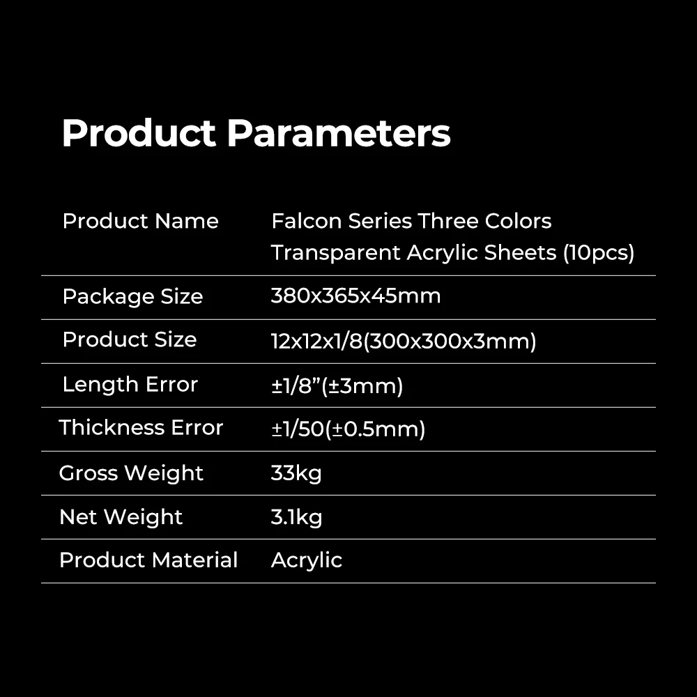 Falcon Series Opaque Glossy Colorful Acrylic Sheets(10pcs) 7 Falcon Series Opaque Glossy Colorful Acrylic Sheets(10pcs)