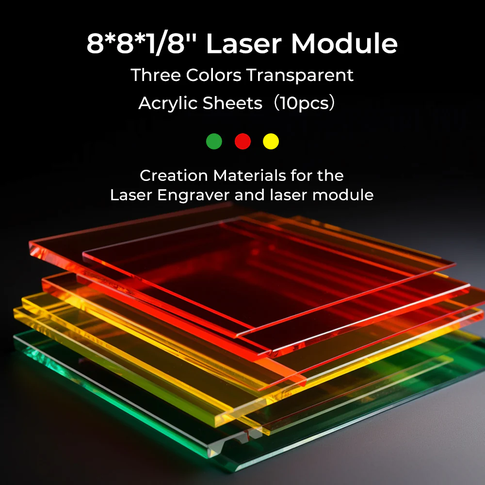 8*8*1/8'' Laser Module Acrylic Sheets(10pcs) 3 8*8*1/8'' Laser Module Acrylic Sheets(10pcs)